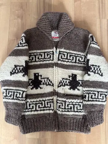 카우친 스웨터 캐나다제 SKANA 100% 울 집업 가디건