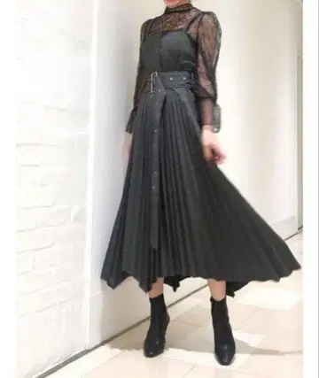 스나이델 플리츠 오버롤 스커트 원피스