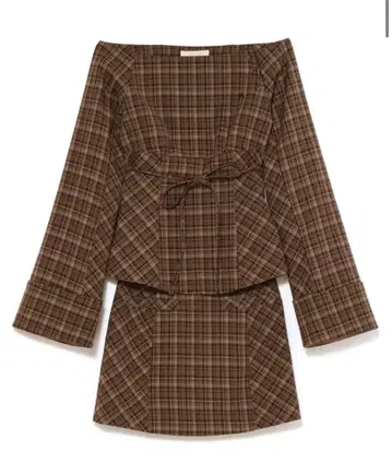 andmary Adel 체크 세트업 브라운 S 사이즈