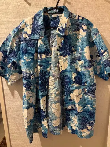 알로하 셔츠 블루 계열 꽃무늬