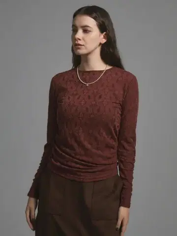 새상품 야마다야 Ample 셔링 자카드 풀오버