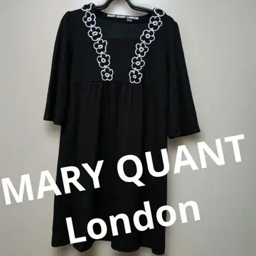 MARY QUANT 블랙 꽃 무늬 자수 튜닉 원피스