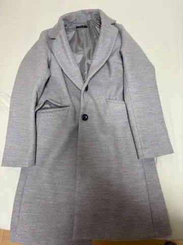 그레이 싱글 버튼 롱 코트