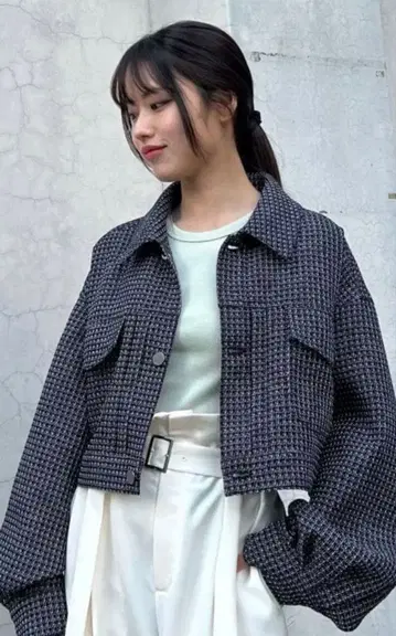 컨디션 최상 프레이 아이디 fray i.d 트위드 스탠 칼라 자켓