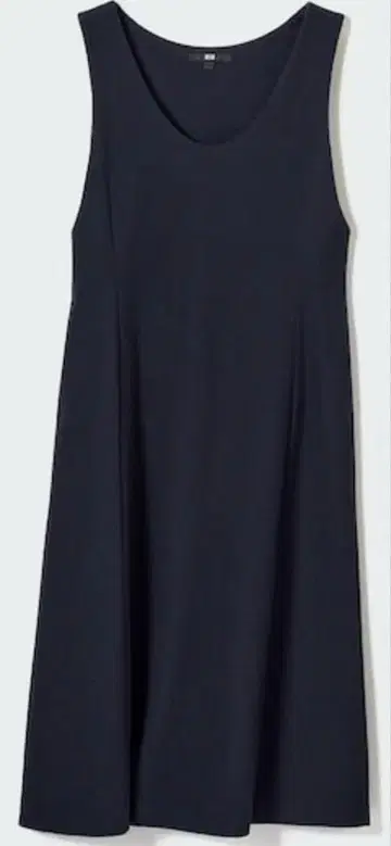 택 포함 브러쉬드 저지 플레어 오버롤 스커트 네이비