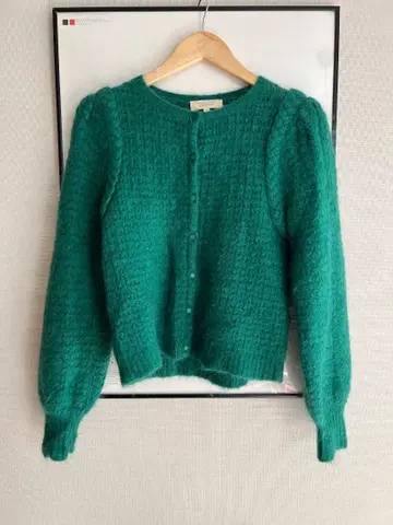 Sezane 그린 니트 모헤어 가디건