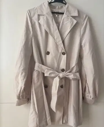 ems 베이지 더블 브레스트 트렌치코트