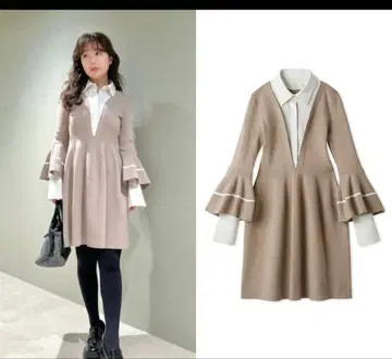 LILY BROWN 셔츠 도킹 니트 원피스