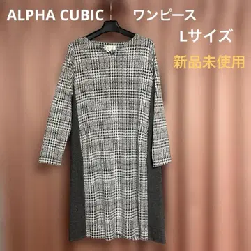 ALPHA CUBIC 체크 무늬 니트 원피스 L 사이즈