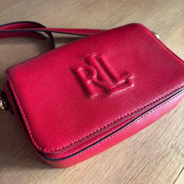 랄프 로렌 가죽 숄더백 빨간색 엠보싱 로고