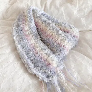 핸드메이드 롱 머플러 라메사 포근함 투명감 페미닌 보라색 핑크