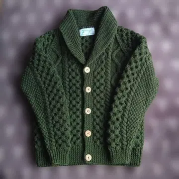 인버아란 남성용 가디건 (L 사이즈 상당) 그린