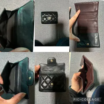 블랙 퀼팅 3단 폴더형 지갑