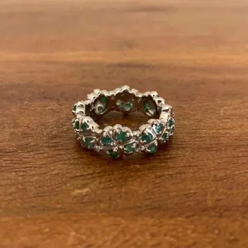 IEI 반지 에메랄드 다이아 925 클로버