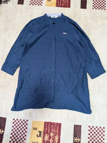 FILA 네이비 스트라이프 셔츠 LL 얇은 소재