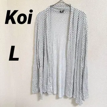 Koi [ L ] 도트 무늬 가디건 화이트 블랙 모노톤 겉옷
