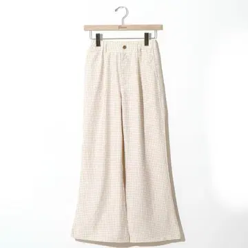 Flower 깅엄 플레어 팬츠 베이지