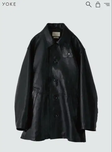 YOKE 컷오프 레더 카 코트 블랙 사이즈 3
