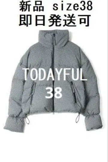 당일 발송 가능 투데이풀 체크 무늬 숏 다운 자켓 38