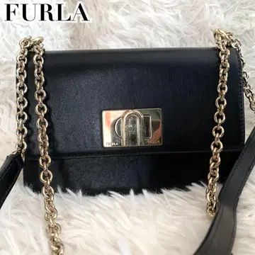 컨디션 최상 훌라 현행 숄더백 턴락 아치 로고 체인 블랙