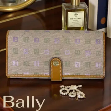 Bally 버리 로고 패턴 장지갑 핑크 캠퍼스