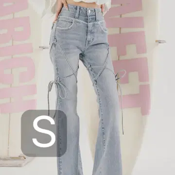 다리치 피코 레이스 하이웨스트 플레어 데님 S 사이즈 아이스 블루