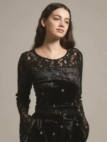 새상품 야마다야 Ample 라메사 자수 크러쉬 벨로아 뷔스티에