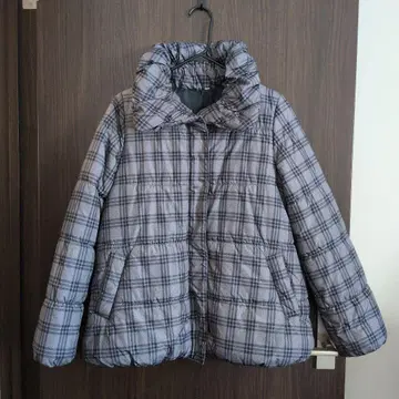 구제 의류 그레이 계열 체크 다운 자켓 여성용 어린이용