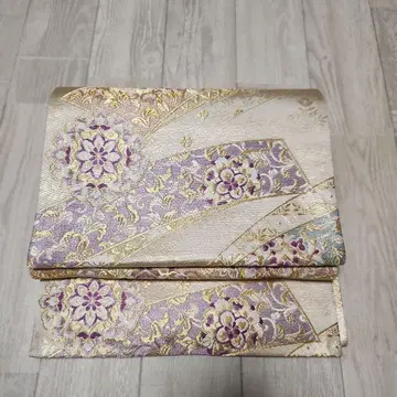 순수 실크 후쿠로 오비 금란 육통 고대 제왕 보라색