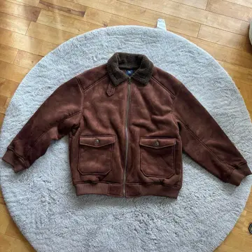 MONO-MART 보아 카라 부착 페이크 무스탕 밀리터리 블루종