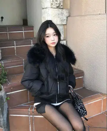 Emmy 완판템 빅 컬러 퍼 터치 블루종 블랙