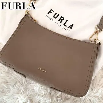 미사용급 훌라 현행 숄더백 로고 가죽 브라운 더스트백 포함