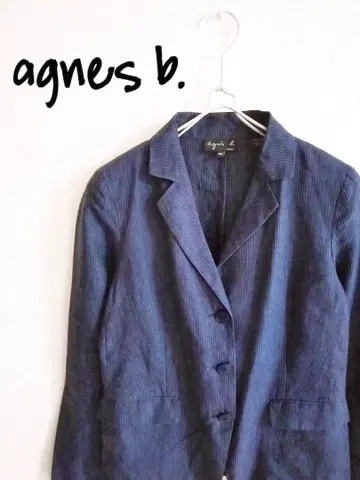 D222060 agnes b. 스트라이프 린넨 테일러드 자켓