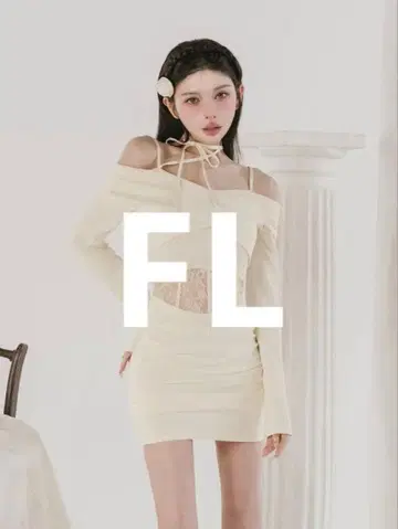 다리치 코르셋 레이스 컷 미니 원피스 FL 아이보리
