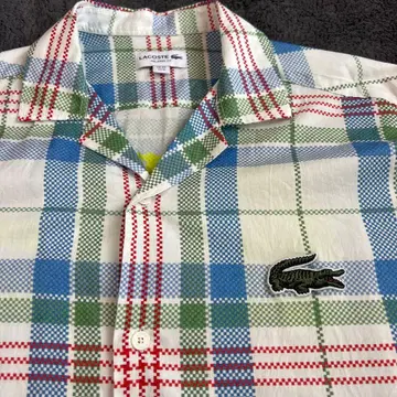 LACOSTE 체크 무늬 반팔 셔츠 M