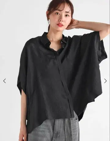 Vin 아세테이트 돌먼 오버 셔츠 블랙