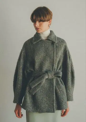CLANE mix loop tweed box coat