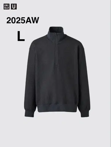 2025AW 유니클로U 브러쉬드 맨투맨 하프 지퍼 셔츠 L 그레이