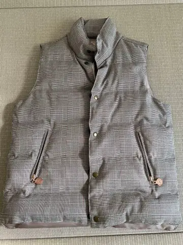 EVISU 체크 무늬 다운 베스트