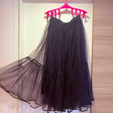 쉬폰 플레어 스커트 블랙