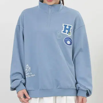 미사용 상의 긴팔 트레이닝복 하프 지퍼 면 혼방 와펜 하치와레