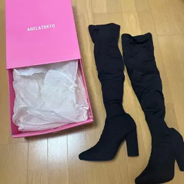 ANELATOKYO 아네라 도쿄 슬림 레그 니하이 롱 부츠 M 블랙