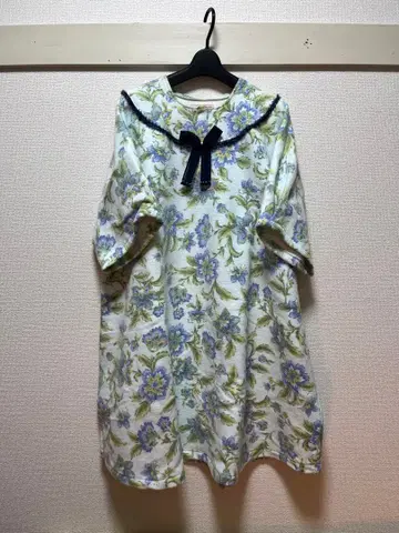 꽃무늬 원피스 담요조 스카이블루 핸드메이드