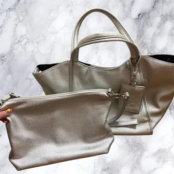 키타무라 토트백 숄더백 클러치백 세트 실버