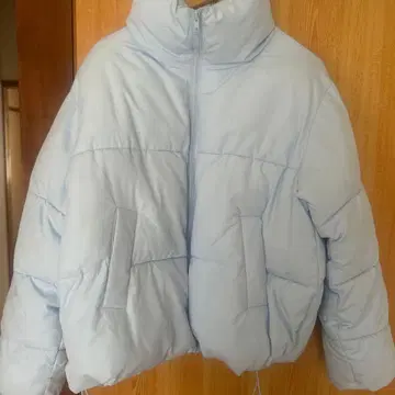 GRL 스탠드 카라 숏 기장 다운 자켓 블루