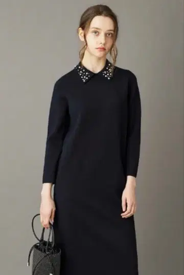 드레 스테리아 비쥬 카라 니트 원피스 네이비 38