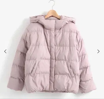 마제스틱 레곤 후드 부착 얇은 핑크 다운 자켓