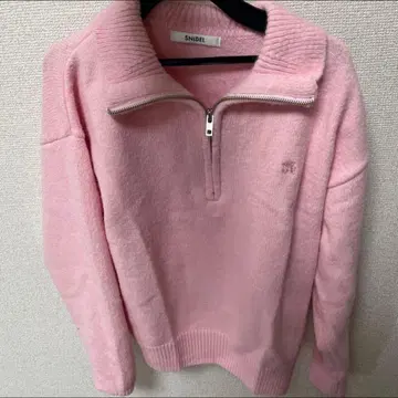 SNIDEL 하프 지퍼 니트 풀오버 핑크