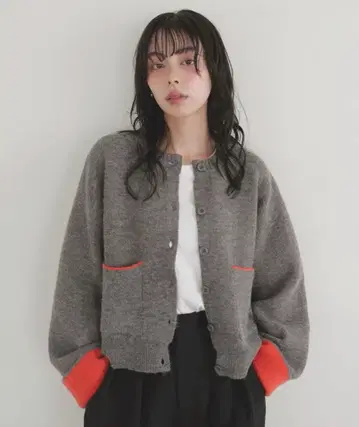 LIAN 알파카 터치 바이컬러 가디건