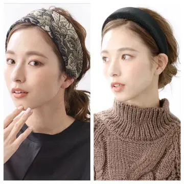 볼륨 심플 머리띠 자수 와이드 머리띠